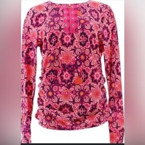 AmberNoon II by Dr. Erum Ilyas UPF 50+ Half-Zip Printed Rash Guard Large